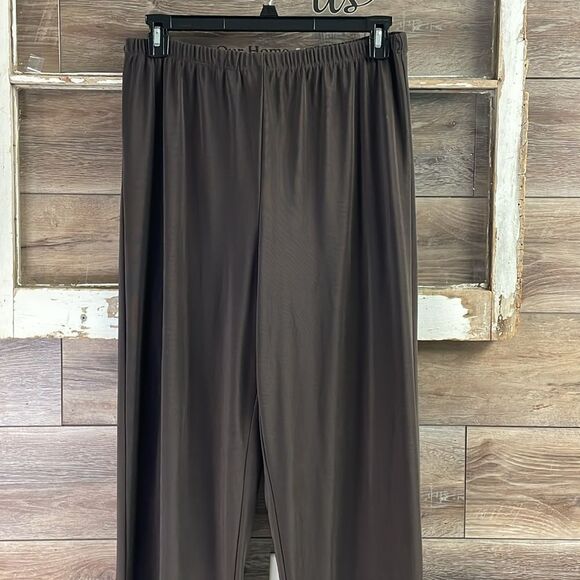 I.N. STUDIO Ladies Elastic Waist Stretch Dress Wider Leg Pants Size XL Brown - Picture 3 of 7